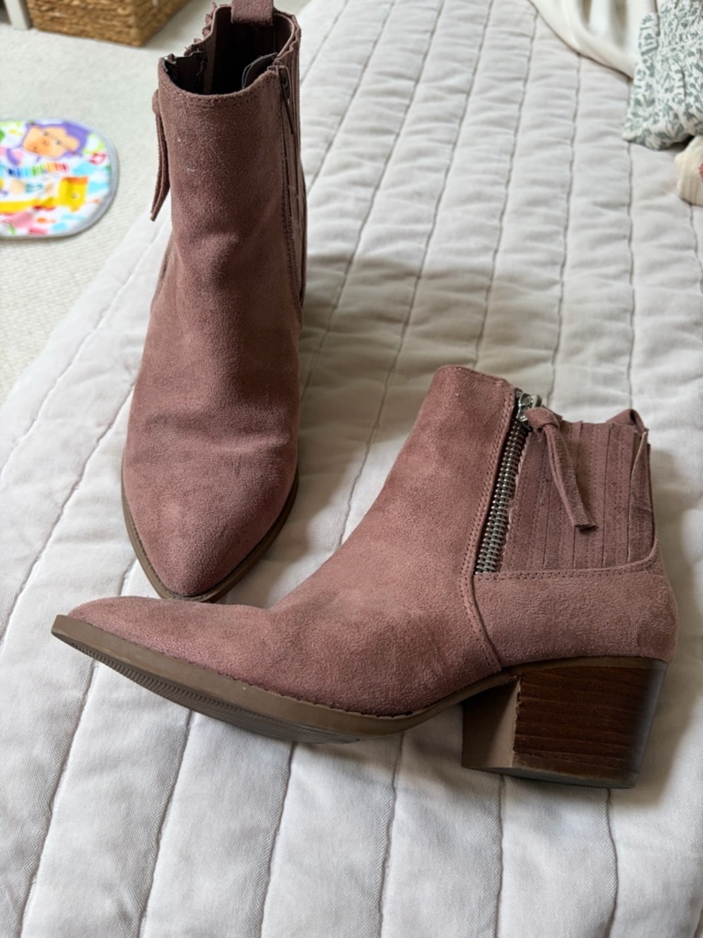 Carlos by Carlos Santana Dusty Mauve Suede Ankle Booties